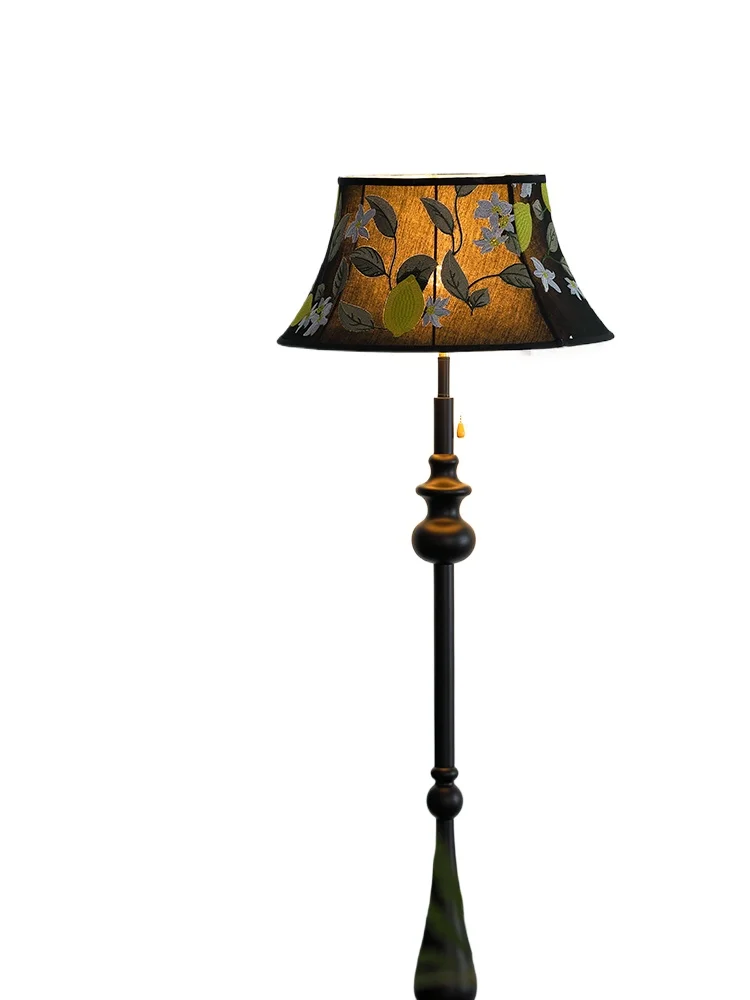 

Floor lamp living room antique fabric retro atmosphere bedroom study eye protection vertical decorative lamp