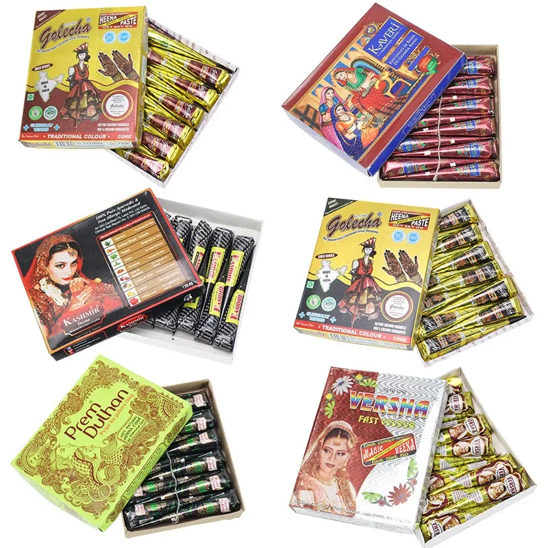 1pcs 25g Multicolor Indian GOLECHA Henna Cones Tattoo Paste For Temporary Tattoo Sticker Body Paint Art Cream Cone DIY Paint