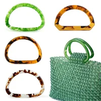 2/4/6/10 Uds. Bolso cruzado con asa en forma de D de resina ámbar a la moda, bolso trenzado, mango semicircular, accesorios de artesanía DIY