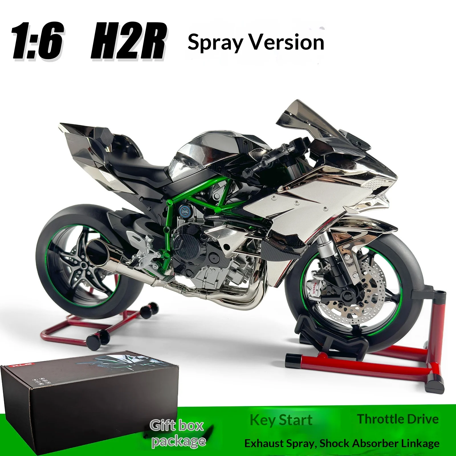 XLG 1/6 カワサキ ninja H2R カーボン仕様 ギミック搭載 XLG™ 1:6 Kawasaki H2R Sound & Mist Model – Bean's Moto Booth