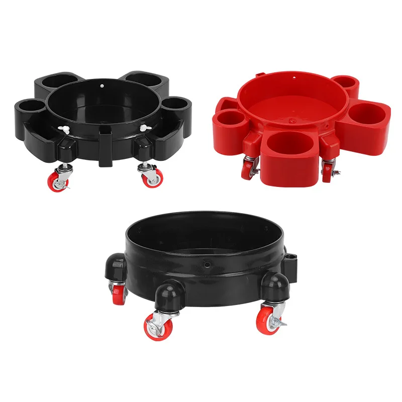 Durable Rolling Bucket Dolly with 5 Rolling Swivel Casters Car Wash Detailing Caddy Automotive Wash Bucket Insert Locking Caster