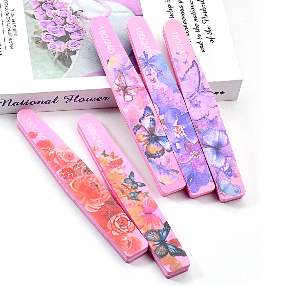 

5/10Pcs Nail File Manicure Set 0.47 Inch Thick Nail Files For Gel Nails Sponge Washable Double Side 180/240 Sanding Buffing File