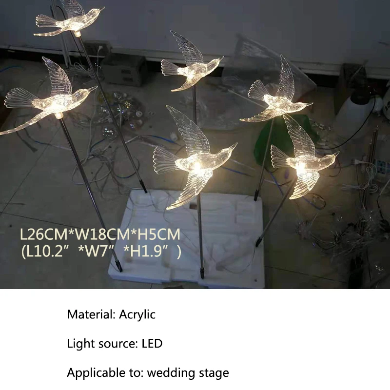 Modern Wedding Lamp LED Indoor Landscape Flying Birds for Home Atmosphere Party Stage Acrylic Light Decoration