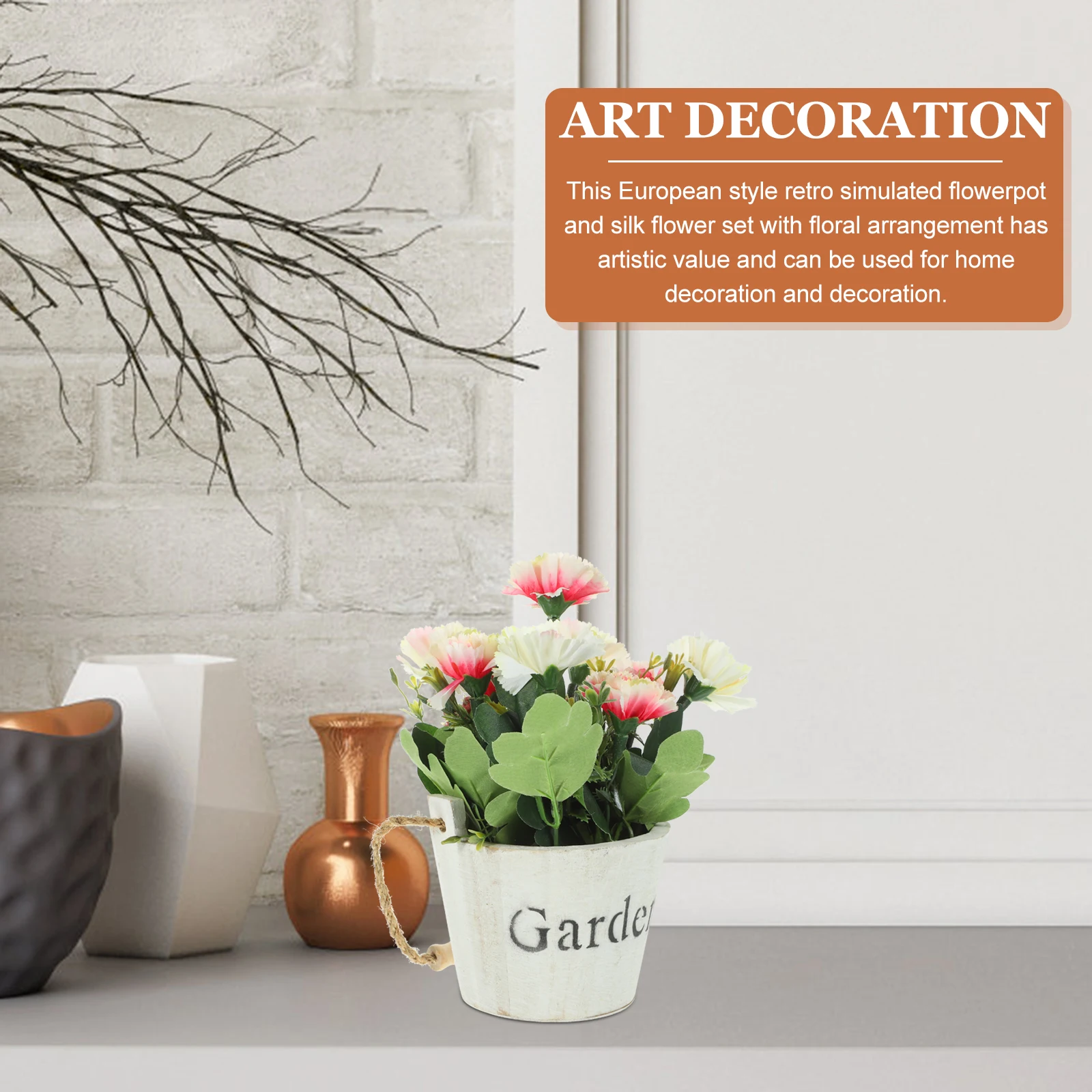 

Faux Flower Bonsai Ornament Fake Potted Plant Decor Simulation Household Office Desk Artificial Plants for Home Coffee Table