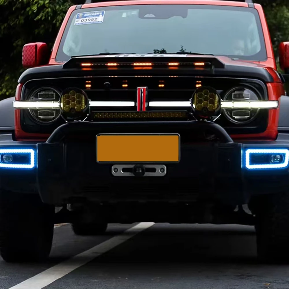 Suitable For WEY Tank 300 Tricolor Front Fog Light Frame Front Bumper Decorative Light Daytime Running Light Modification Parts