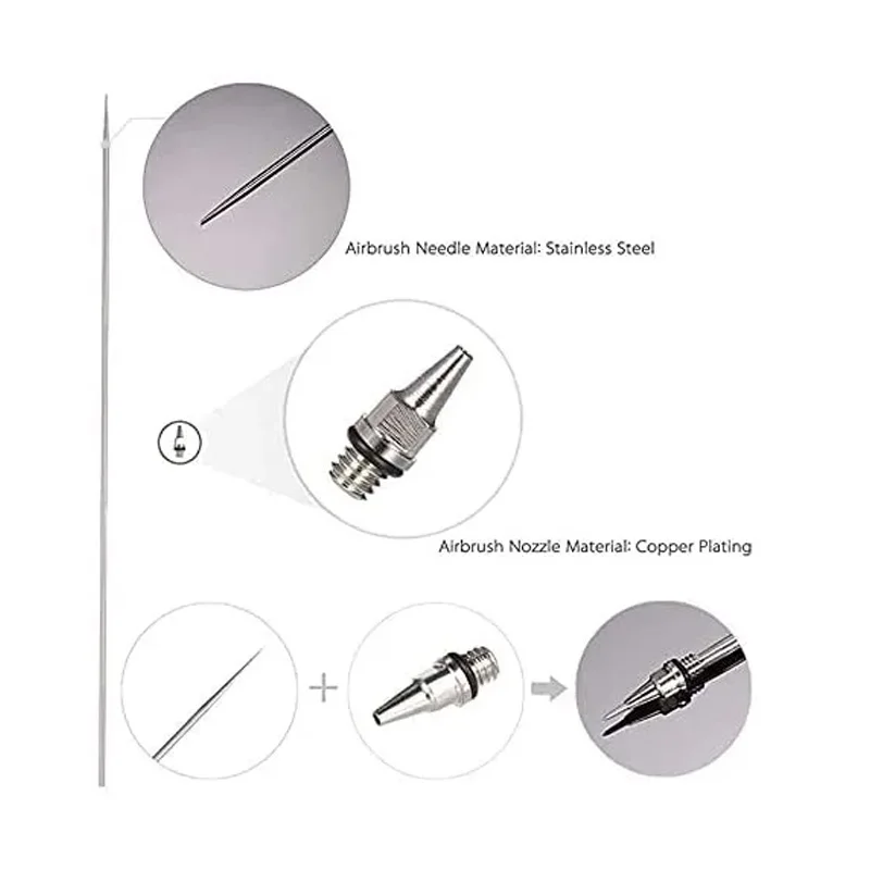 JOYSTAR 10PCS Airbrush Spare Parts, 0.3mm Needle, Nozzle and Needle Protector for Airbrush