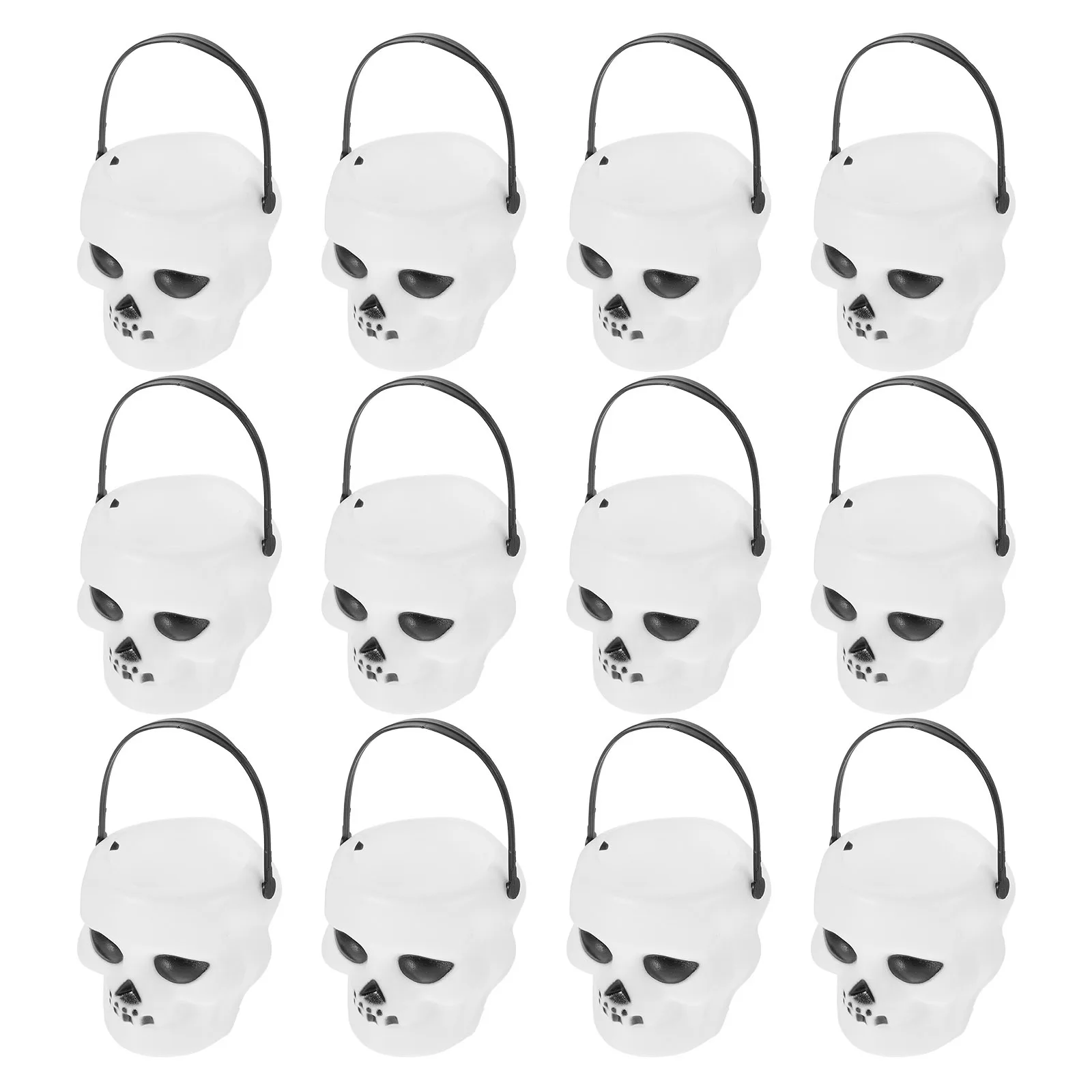 

12Pcs Halloween Candy Bucket Skull Design Lightweight Pail for Fun Gift and Party Decoration Use