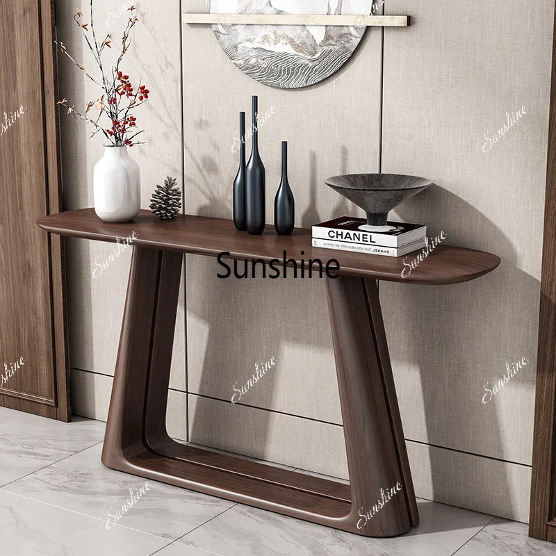 New Chinese style strip case several against the wall to enter the entrance platform aisle simple solid wood narrow edge