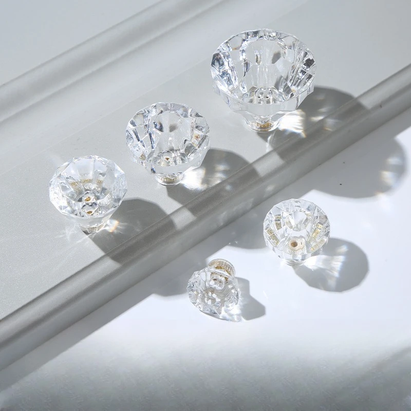 Transparent Acrylic Handle Diamond Crystal Handle Single Hole Wardrobe Drawer Cabinet Handle Furniture Hardware Wholesale