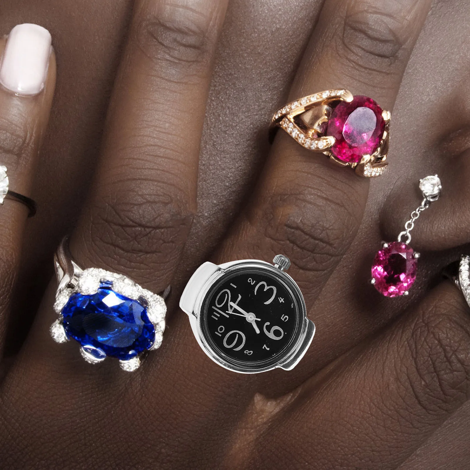 2 قطعة ساعة إصبع رقمية مستديرة خفيفة الوزن ومريحة ومقاومة للتآكل وديكور أنيق