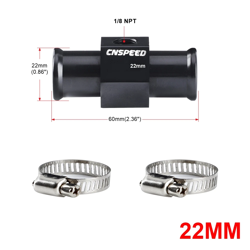 Black Coolant Hose Connection Temp Radiator Hose Adapter 1/8Npt Temperature 18mm 20mm 22mm 24mm Water Temp Joint Pipe Sensor