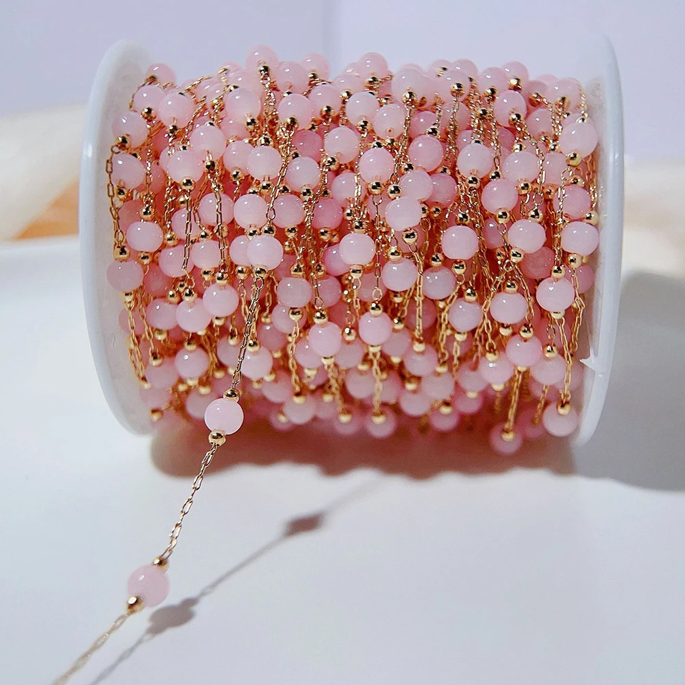 1meter Opal Stone Bead Copper Chains for DIY Jewelry Making