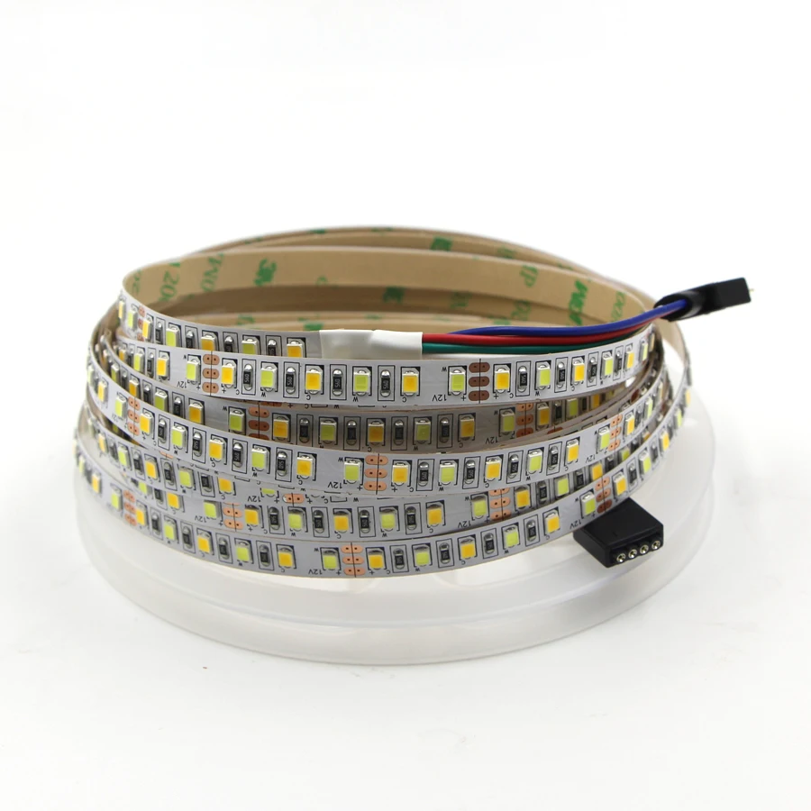 

Dual Color CRI 80 SMD2835 CCT Dimmable LED Strip Light DC 12V 24V WW CW Color Temperature Adjustable Flexible LED Tape Ribbon 5m