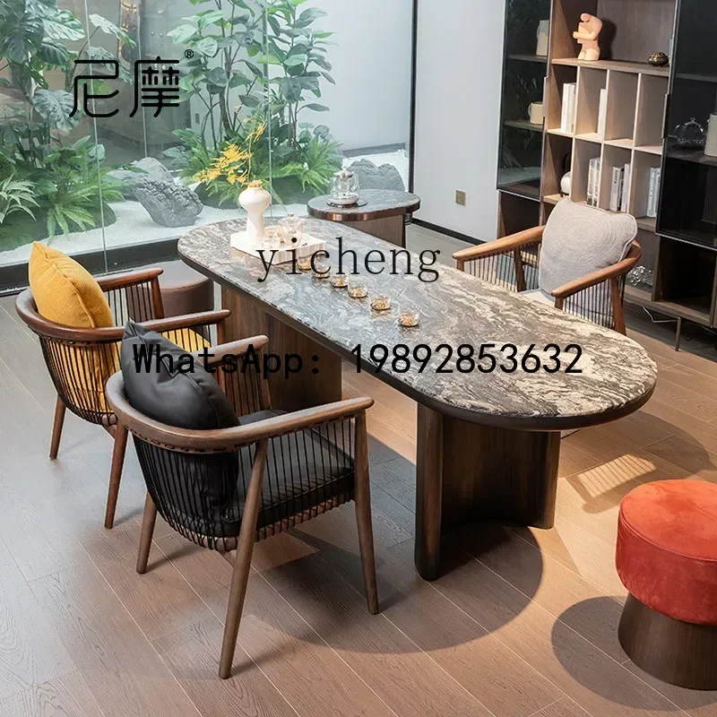 X9   light luxury advanced rotating leather solid wood medieval armrest back dining chair home accessories