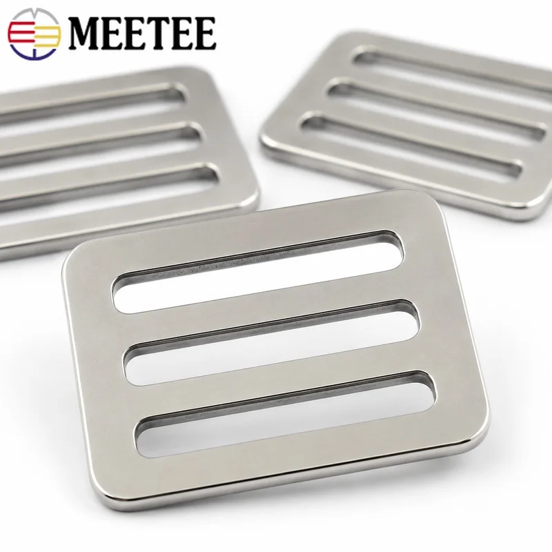 2-10Pcs 26-50mm Stainless Steel Tri-Glide Slider Buckle Strap Adjuster Webbing Loop for Shoulder Bags Luggage Tool Belt Repair