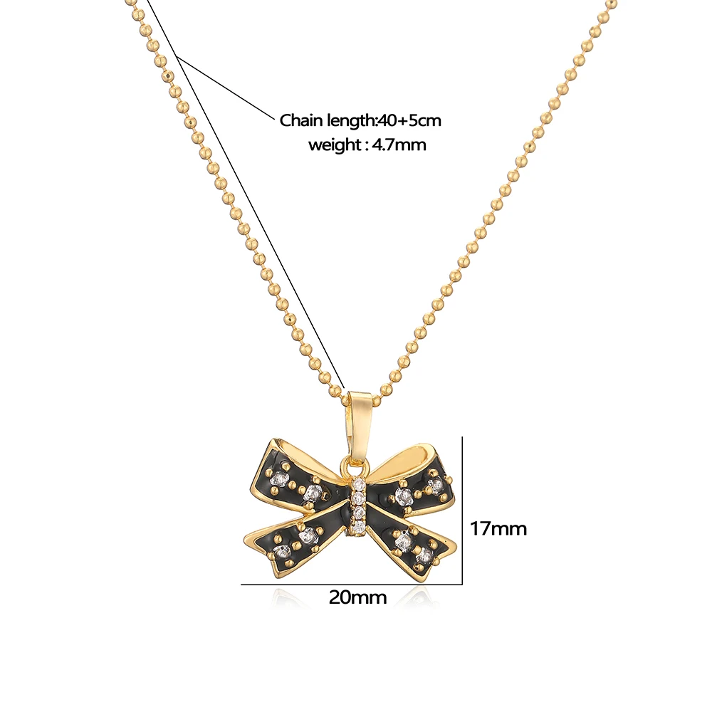 HECHENG,Fashion Exquisite Enamel Colored Bow Earrings necklace for Women Birthdays Gift
