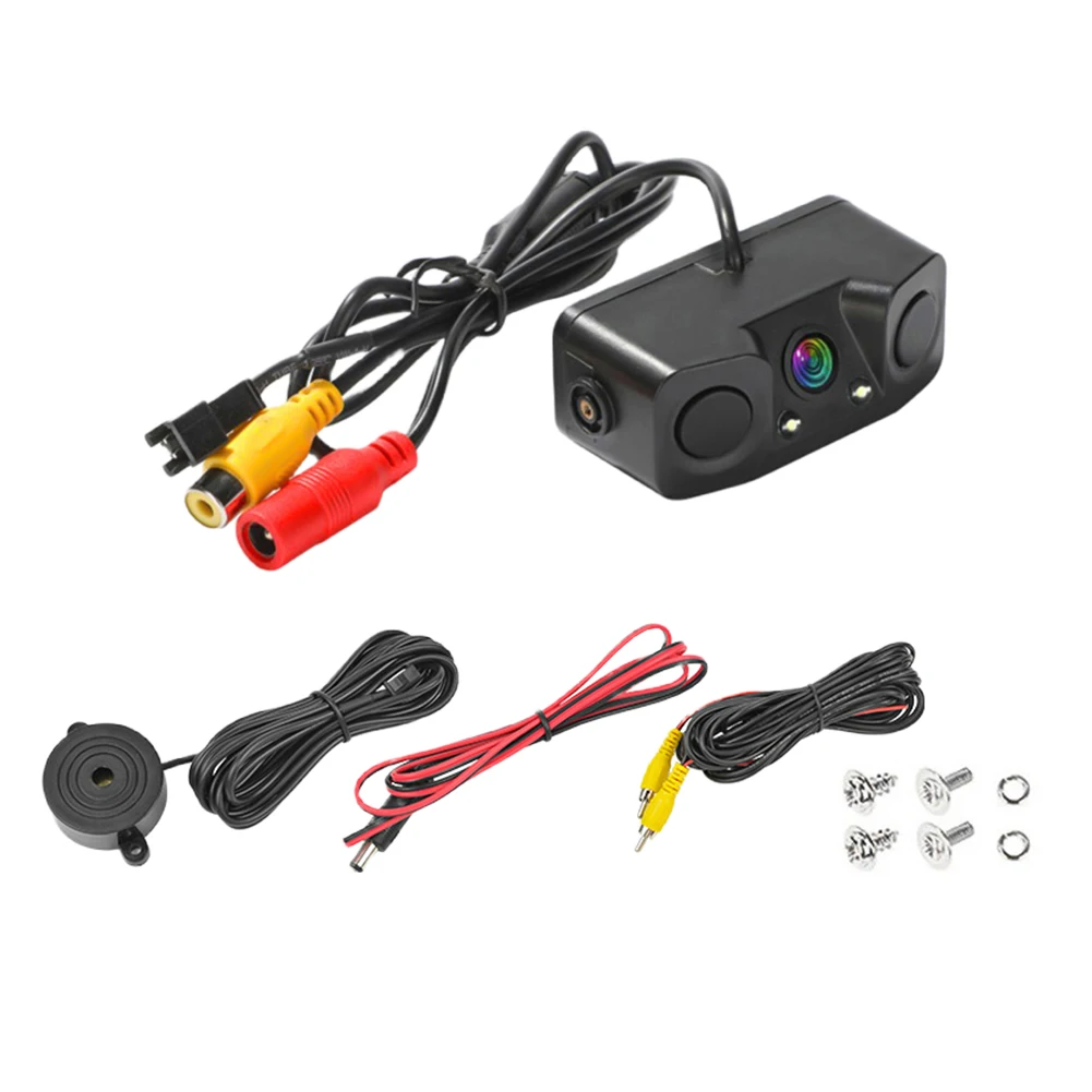 3 In 1 Radar Parking Sensor Kit Alarm Electronic LED Display System Ultrasonic Reversing Camera Built-in Speaker Reversing Radar