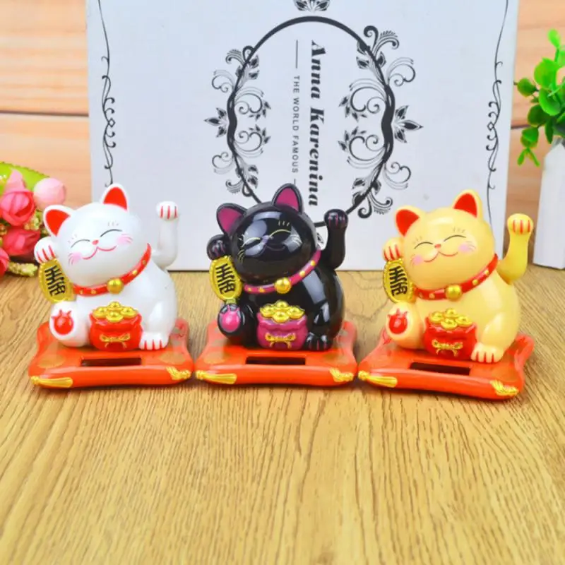 1/2/4PCS Solar Powered Maneki Neko Waving Arm Beckoning Fortune Cat Lucky Cat For Home Office And Car Decor