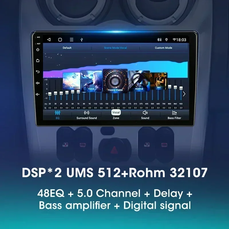 JMCQ 2Din 4G Android 12 Car Radio Multimedia Video Player For Renault Logan 1 Sandero 2009-2015 Dacia Duster Carplay Navigation