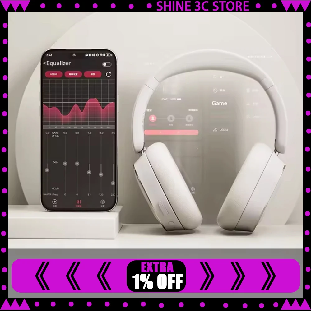 FiiO EH13 Headphones Over Ear Wireless Bluetooth Dynamic ANC Noise Reduction LDAC HiFi Audio Long Battery Life Gaming Headset