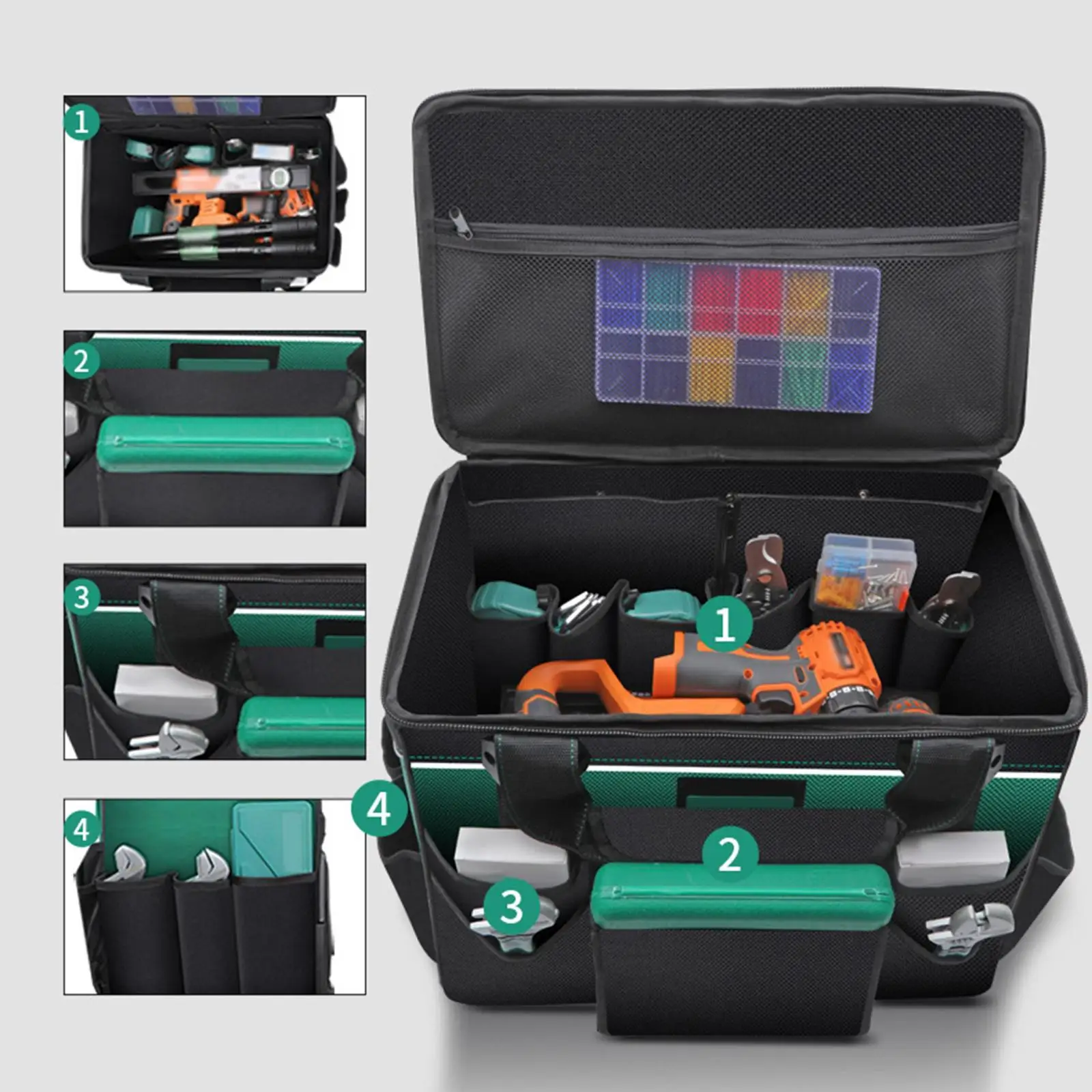 

Rolling Tool Bag Tool Bag Organizer Portable Multifunction Storage Tool Box Storage Case for Carpentry Warehouse