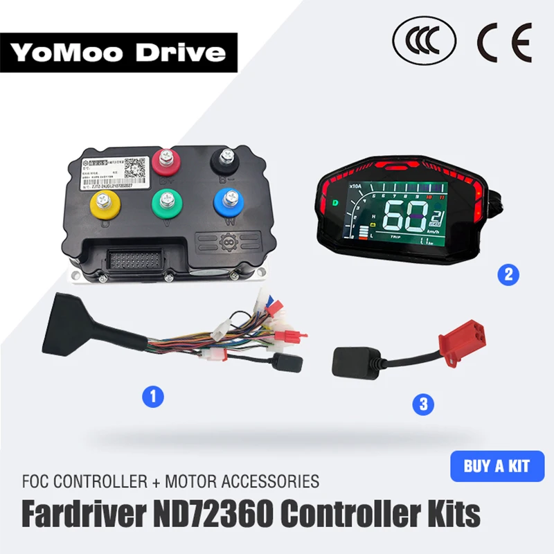 

Контроллер двигателя FarDriver ND72360 48В-72В 3000Вт-4000Вт 190А FOC BLDC с дисплеем DKD для электромотоциклов, скутеров и электровелосипедов
