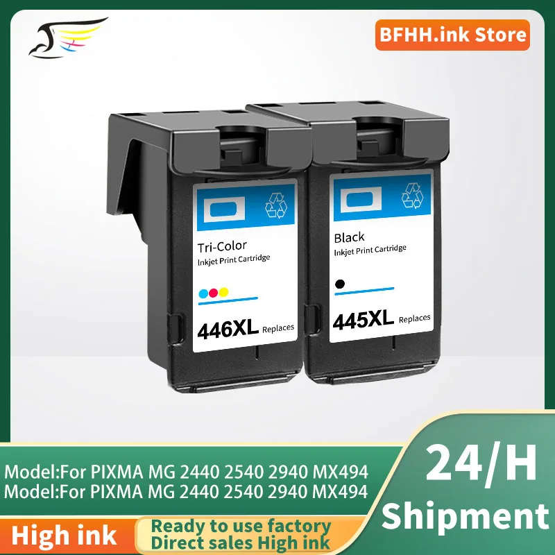 

445 446 PG445 CL446 Ink Cartridge Compatible 445XL 446XL PG-445 CL-446 for Canon PIXMA MG 2440 2540 2940 MX494 IP2840 Printers