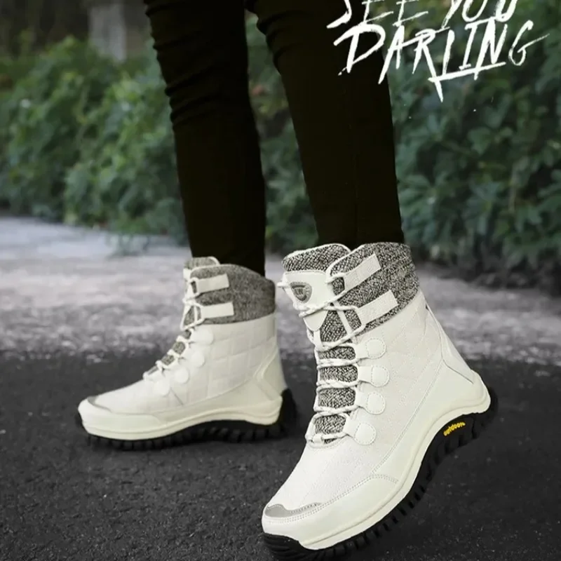 

Snow Boots for Women High Quality Ankle Length Cotton Winter Outdoor Fur Plush Warm Walking Shoe Solid Color