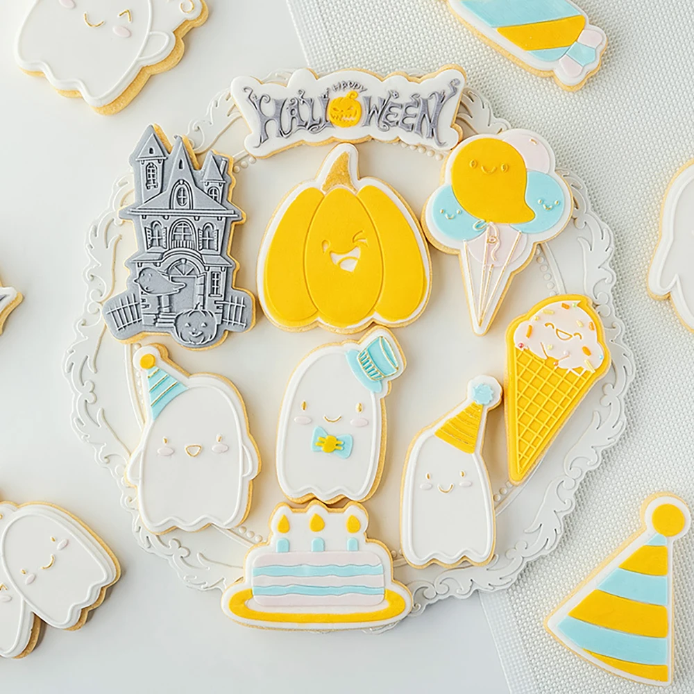 

Halloween Pumpkin Birthday Cake Cookie Cutters Pressable Biscuit Mold DIY Kitchen Baking Pastry Bakeware