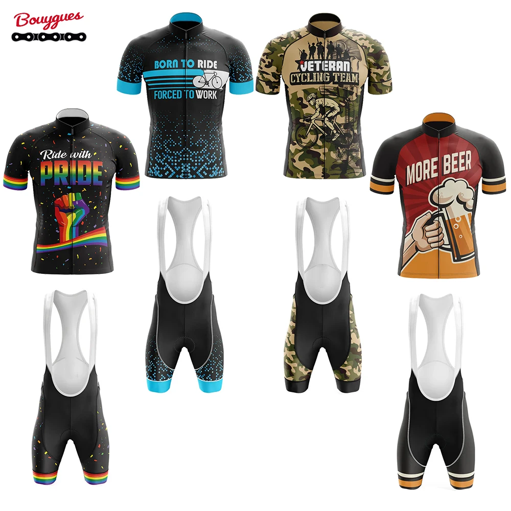 Born To Ride Retro Cycling Jersey Set Classical Bicycle Suit Bike Short Sleeve Men Bib Shorts Clothes Por Team Triathlon Maillot