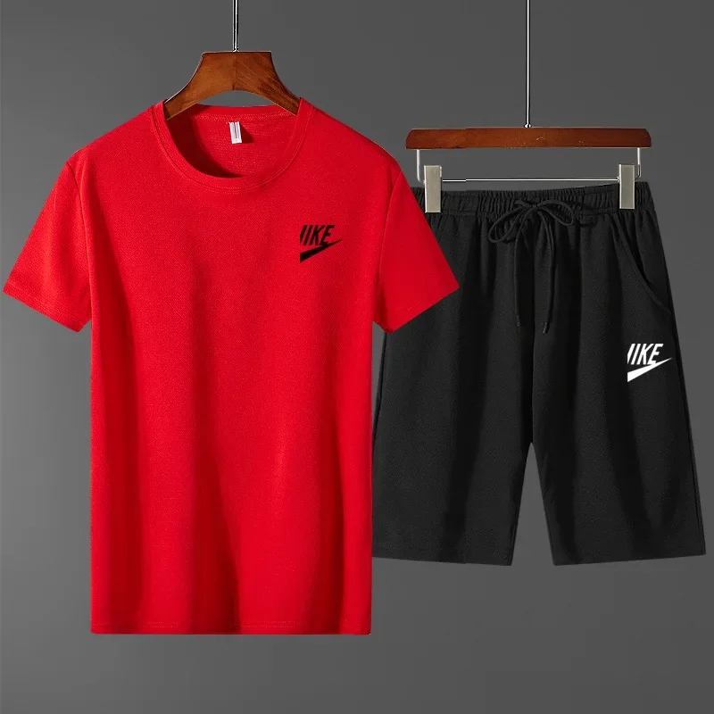 Trend iges Sommer-Outdoor-Sport-Set, kurz ärmel ige Herren-T-Shirt-Shorts, lässiges und modisches zweiteiliges Set, schweiß absorbierend und