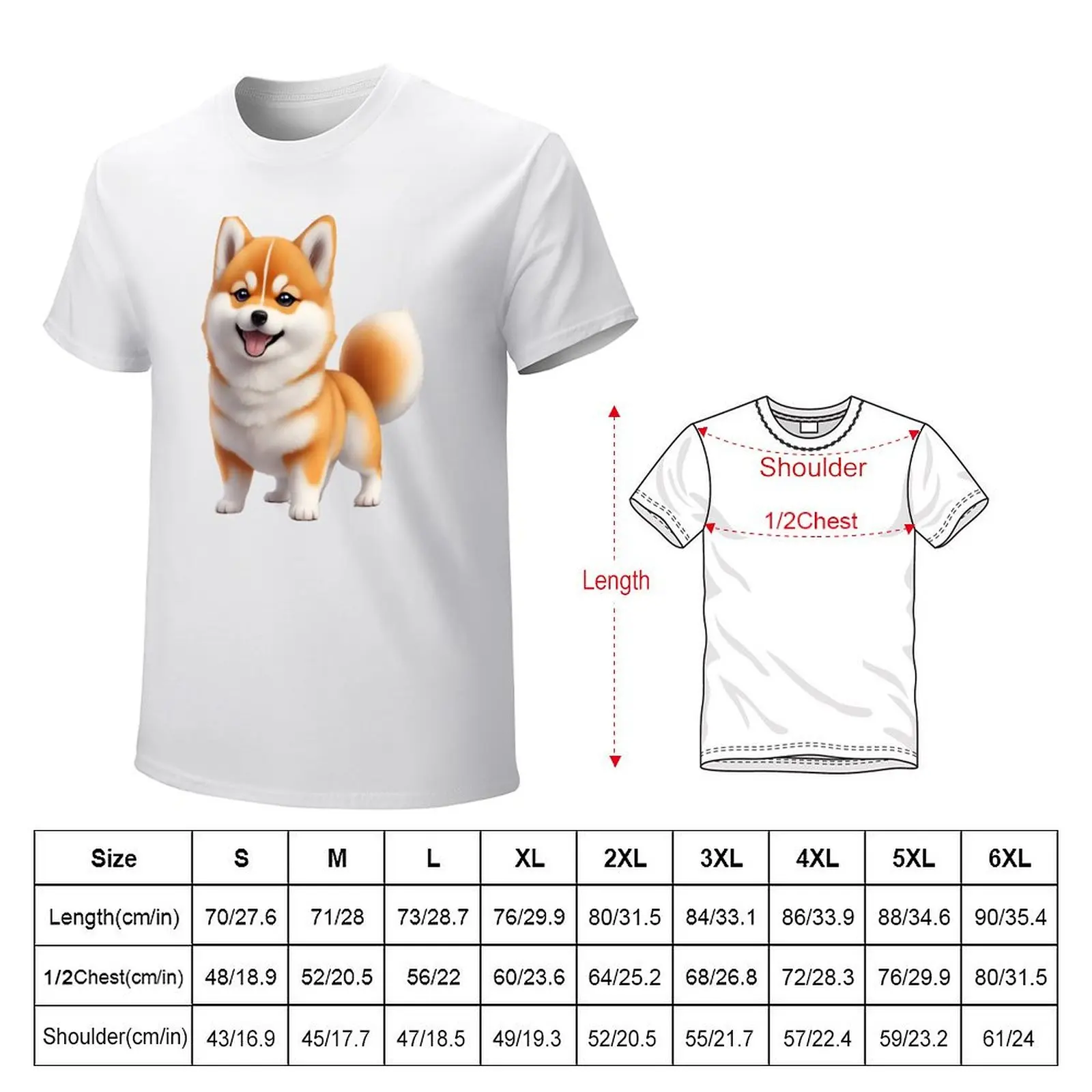 cute tiny hyper realistic Anime Shiba, chibi adorable and fluffy T-shirt blanks oversized funny t shirts for men