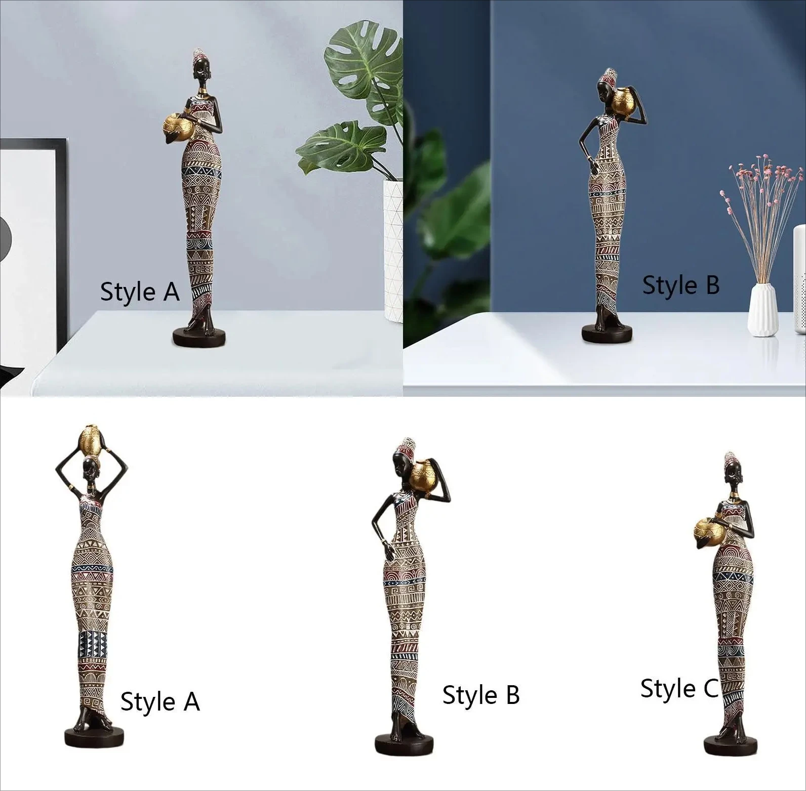 

Статуя африканской племенной леди, настольное украшение из смолы ручной работы, подарок на новоселье, легкий домашний декор, коллекционный