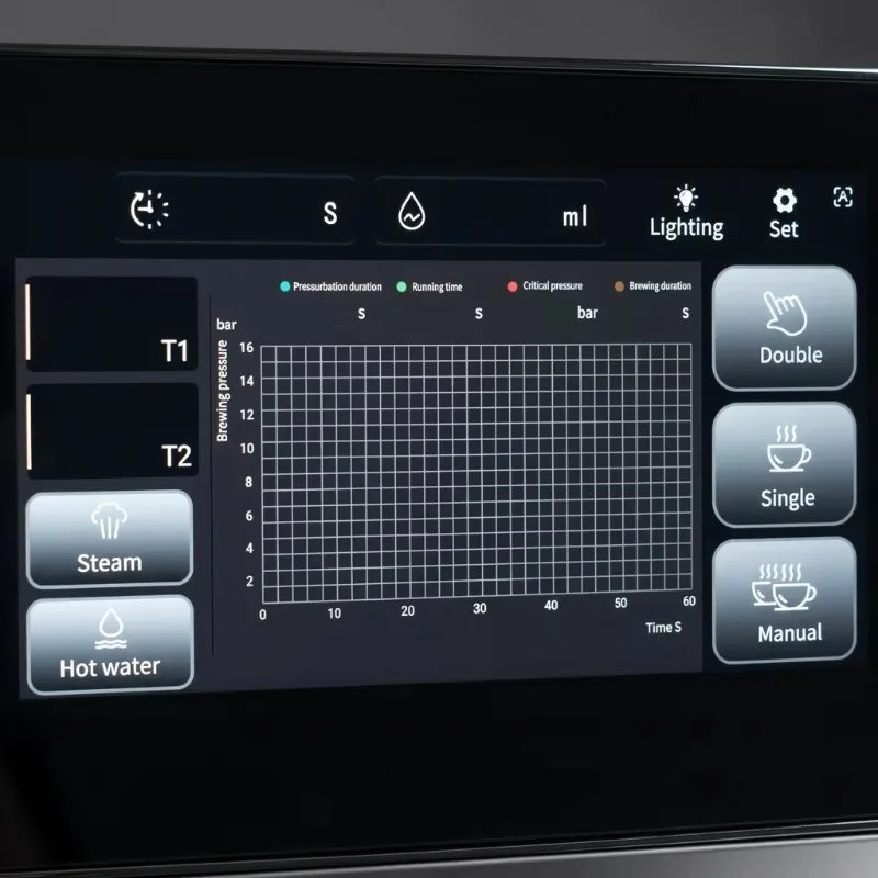 Real-time Monitoring Recording Powder Layer Pressure Dual Boiler Semi-Automatic Espresso Machine Intelligent