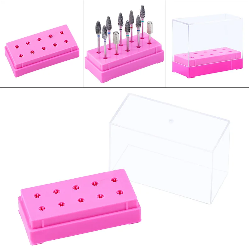 Caja de almacenamiento de cabezal de pulido de broca de uñas, caja de exhibición de cerámica de acero de tungsteno, caja de cabezal de pulido de uñas, almacenamiento de herramientas de manicura