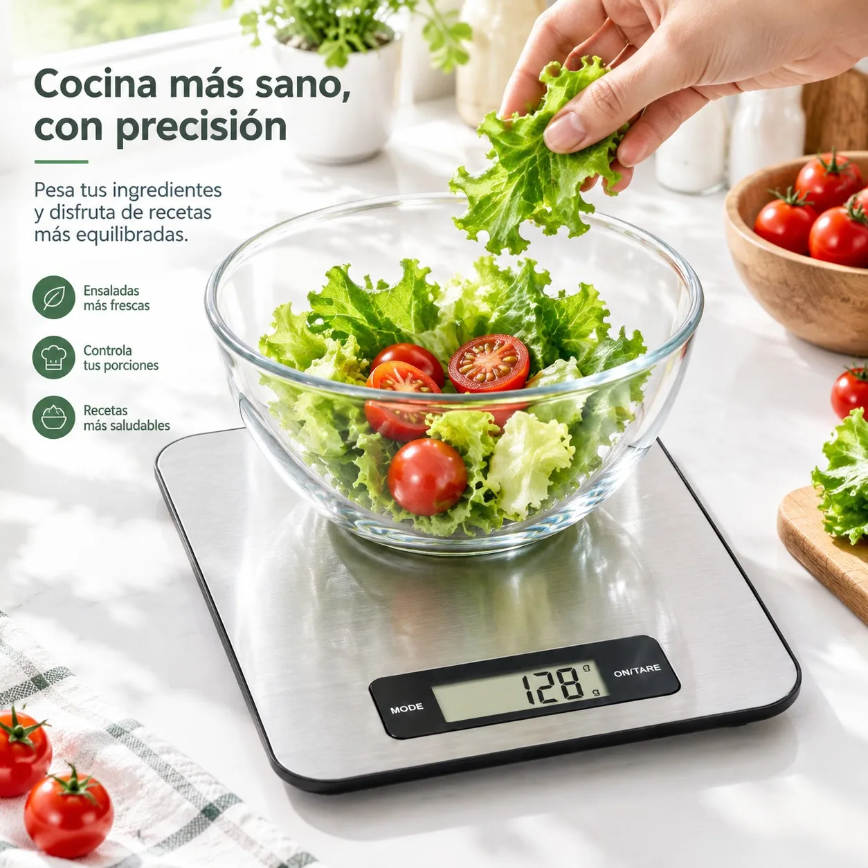 Bilancia da cucina digitale in acciaio inossidabile da 5 kg con display LCD ad alta definizione, bilancia di precisione per la preparazione di dolci e per il controllo del peso, dotata di funzione