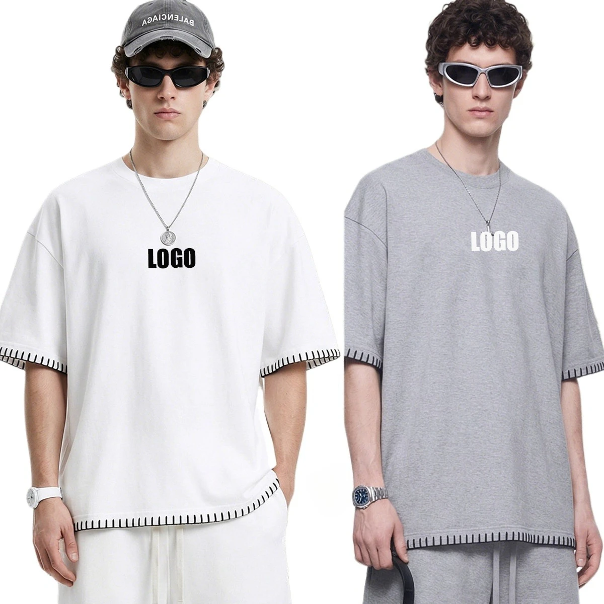 

Мужская футболка с логотипом на заказ, 240 г, хлопок, полиэстер, американская крутая короткая ширина, свободная футболка-боксyfit с короткими рукавами, повседневный топ