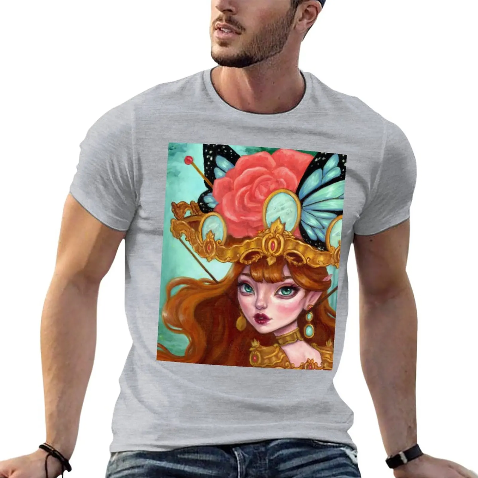 

Soul Collector Oil Painting Fairy Fae Portrait Surreal Art Print T-Shirt anime tops oversized sweat shirts, men