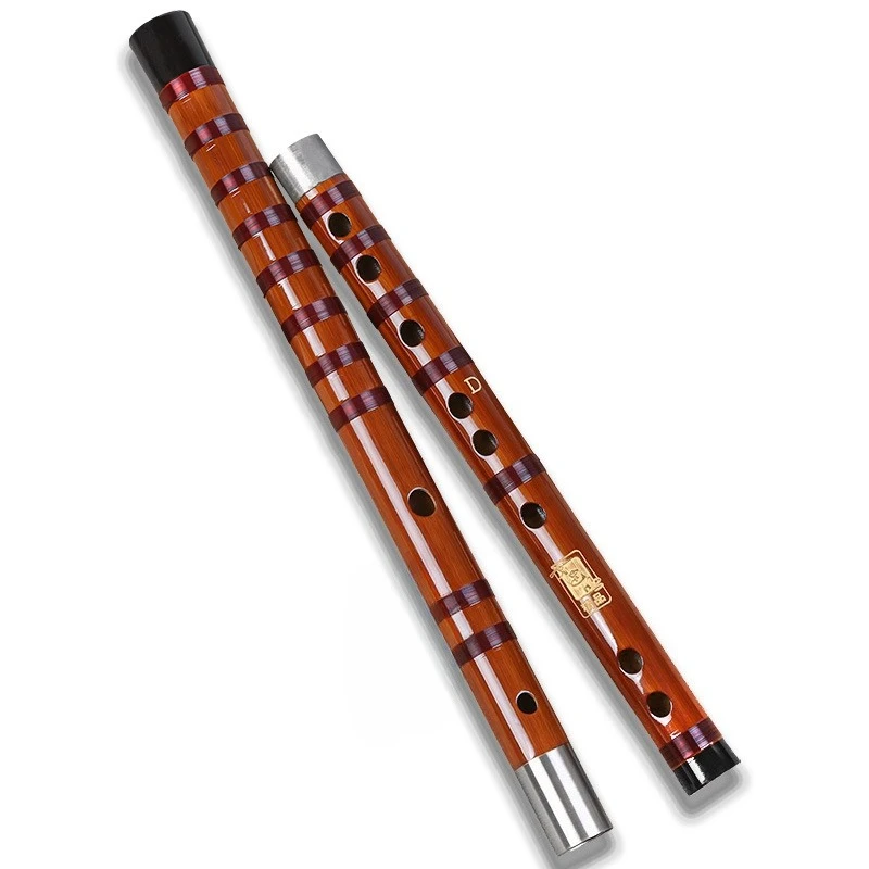 Double Section Flute Bamboo Traditional Transverse Flutes Adult Beginners Playing Woodwind Instruments Portable Ethnic Flute
