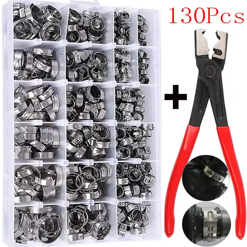 

ABVA-Stainless Steel Ear Stepless Clamp Hose Pipe Clamps Clips Hose Clip Clamp Pliers