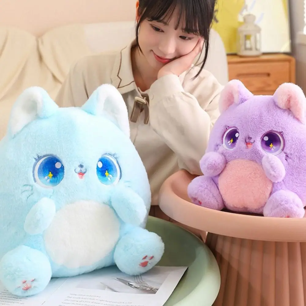 Lovely Animal Sitting Cat Plush Toy Cartoon Fluffy Kitten Stuffed Doll Anime Soft Cartoon Simulation Cat Doll Birthday Gift