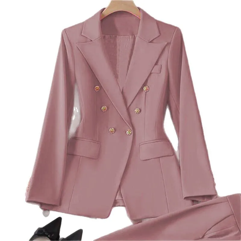 Women's Slim Fit Commute Sle Double Breasted Suit Jaet Profional Feeling Long Sve Interview Appropriate Faion