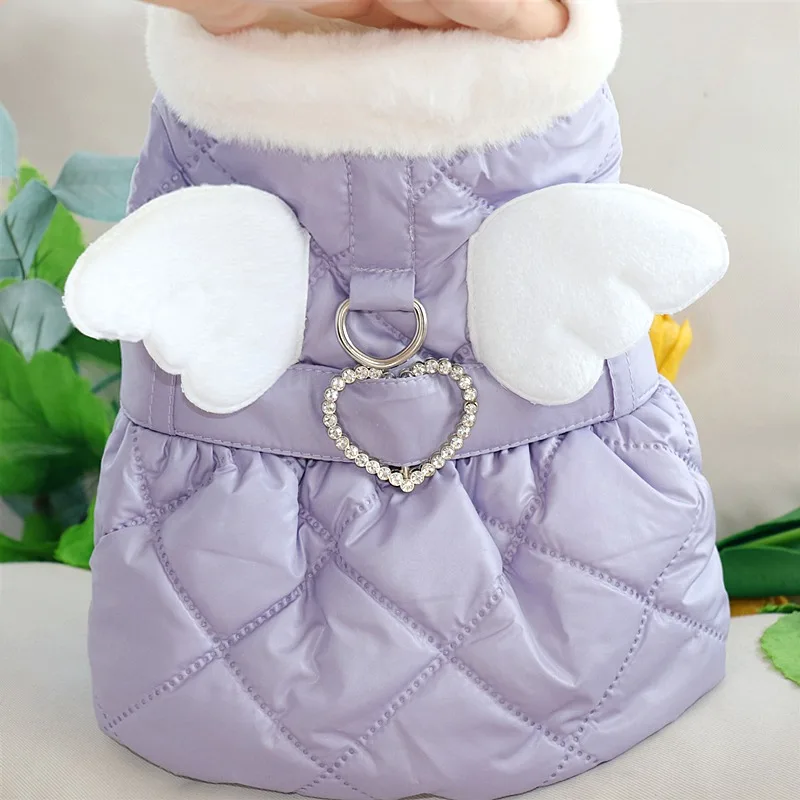 

Pet Winter Cotton Coat Teddy Warm Skirt Bichon Solid Color Down Coat Pomeranian Yorkshire Cute Angel Coat