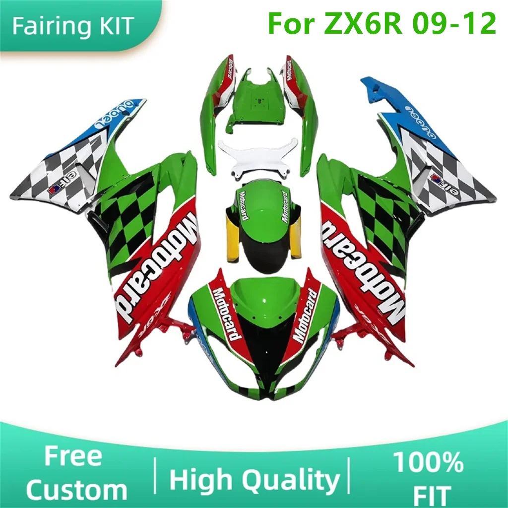 For Kawasaki ZX-6R 09 10 11 12 Street Sport Bodywork ZX6R 2009-2012 High Quality ABS Plastics Motorcycle Fairing Kit Free Custom