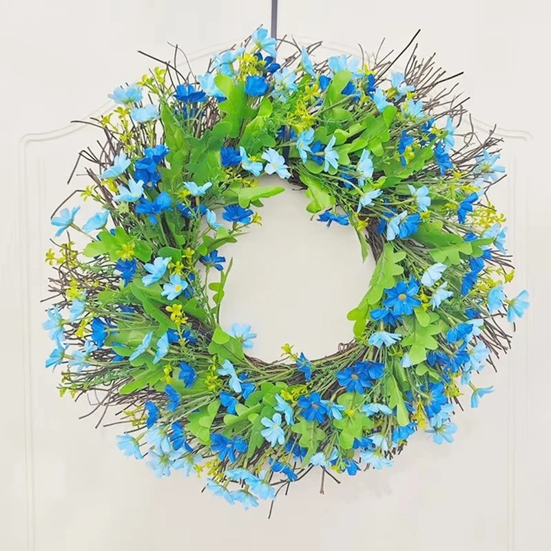 Frühlingskranz für Haustür, künstliche Frühlings-Fronttür-Girlande, helle Farbe, Wildblumen-Kranz für Veranda, Kamin