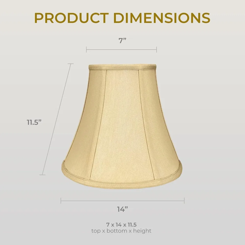 مجموعة ظلال المصابيح الأساسية من True Bell مكونة من 2، 7 × 14 × 11.5 بوصة، لمسة نهائية ذهبية عتيقة، مقاس كبير لديكور المنزل