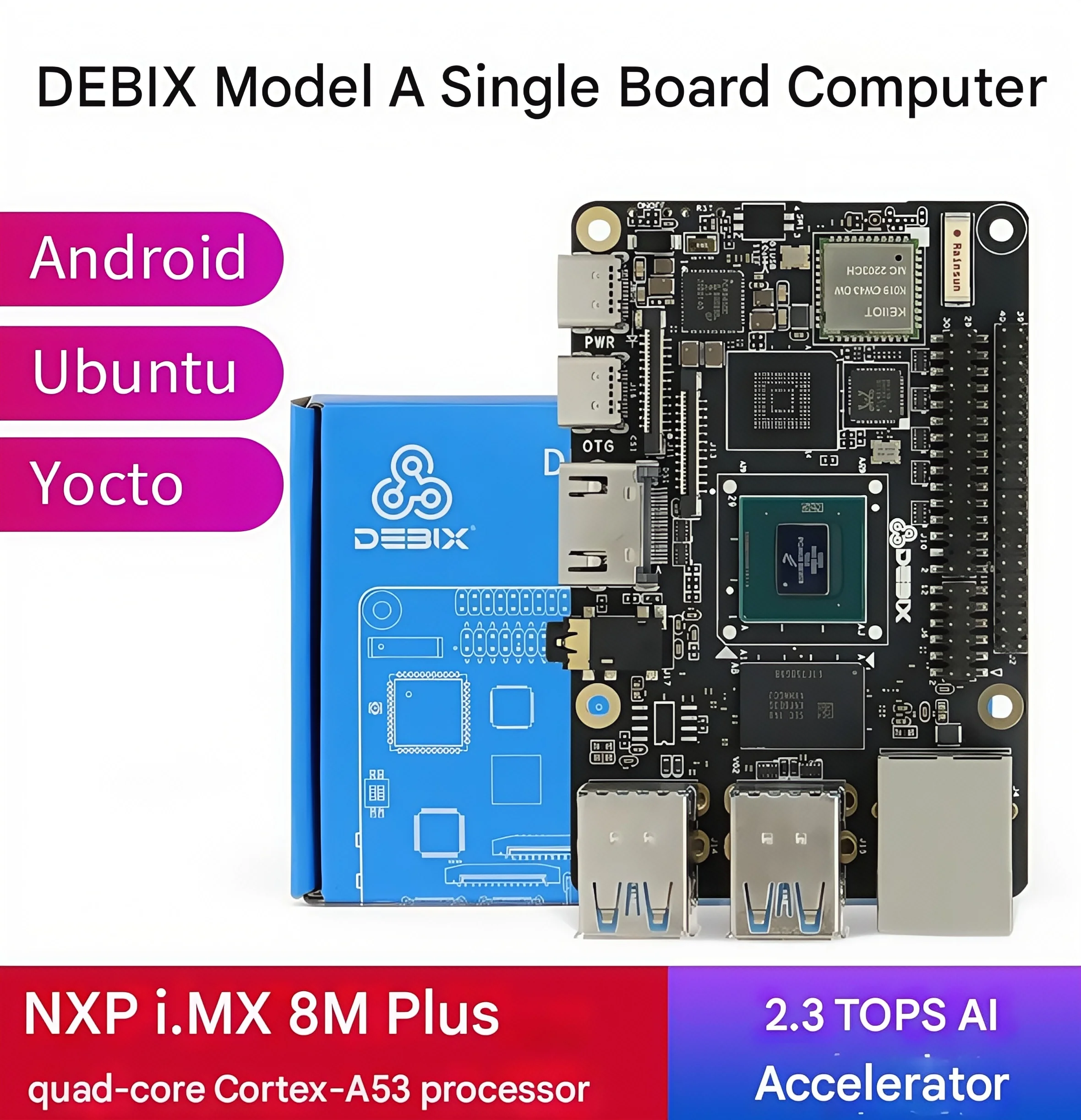 DEBIX Model لوحة تطوير رباعية النواة للكمبيوتر أحادية اللوحة متوافقة مع Raspberry Pi