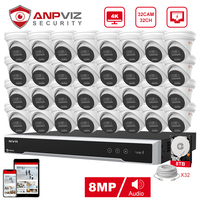 Anpviz 32CH 4K NVR 8MP POE IP Customized Camera Plug&Play System CCTV Outdoor Security Surveillance Kit Remote View H.265 IR 30m