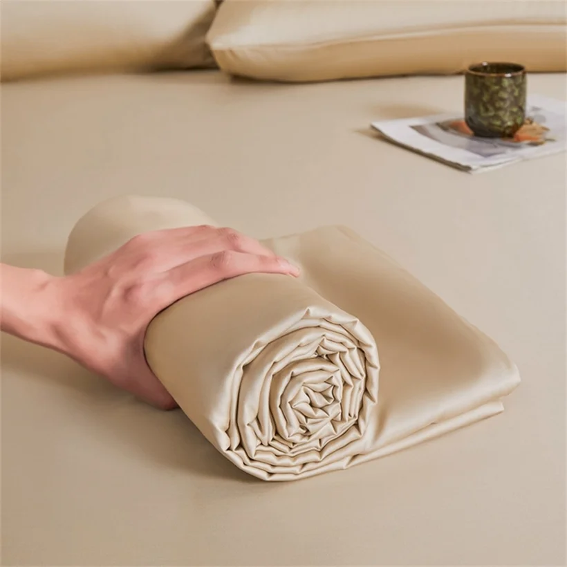 Natural 100% Mulberry Silk Flat Sheet High End Solid Bed Sheet Smooth Silky Bed Linen Single Double Queen King Size Top Sheets