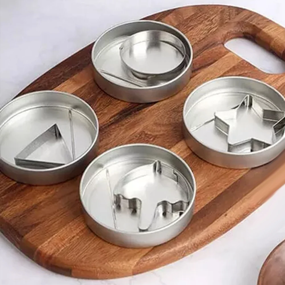 12 Uds molde para dulces, molde para galletas, molde para galletas de azúcar de acero inoxidable, fabricante de dulces, paraguas de caramelo Dalgona, molde triangular de estrella para azúcar